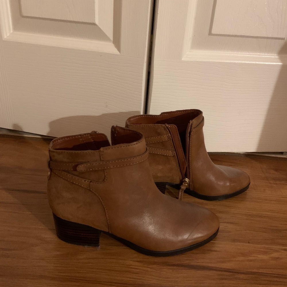 Brown leather boots
